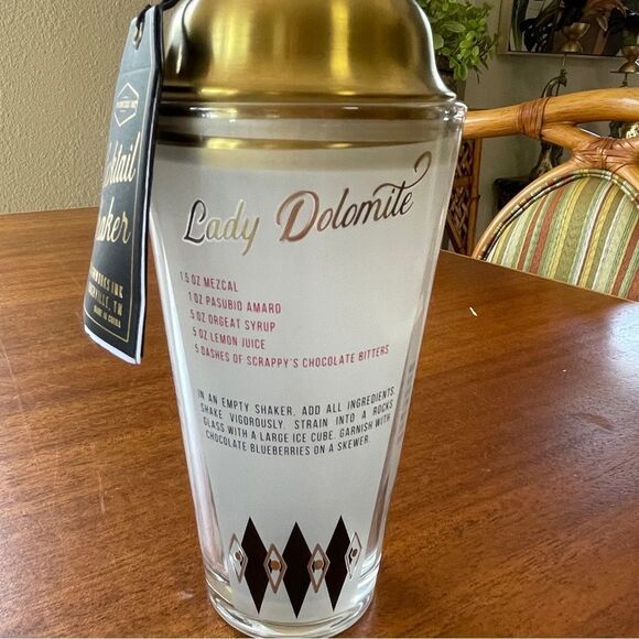 NWT Designworks Ink Cocktail Shaker - Gold Retro Recipes - Picture 3 of 8